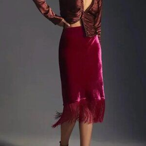 ⭐️ Fringed Velvet Boho Peasant Hipster Hippie Classy Chic Wedding Midi Skirt